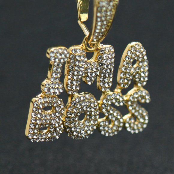 14k Gold IM A BOSS 20" Cuban Chain + Pendant - Picture 2 of 6